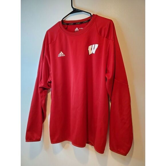 Adidas Crew Neck Climawarm Wisconsin Badgers Sweatshirt Men's Size Large VG - Picture 3 of 8